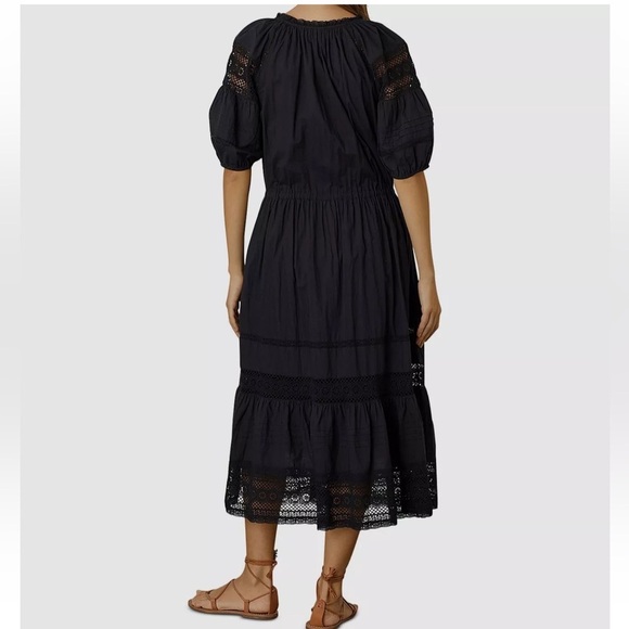 $239 Velvet by Graham & Spencer Women's Black Floral Lace Midi Dress Sz S cotton - Picture 2 of 10